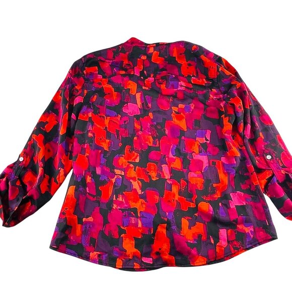 Ruby Rd. Womens Button-Up Top Size 14 Multicolor Abstract Design Polyester/Spand - Picture 4 of 5